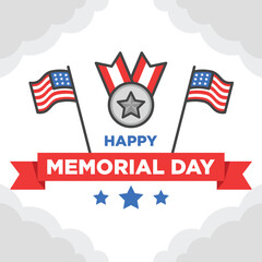 Memorial Day Vector Flat Illustration