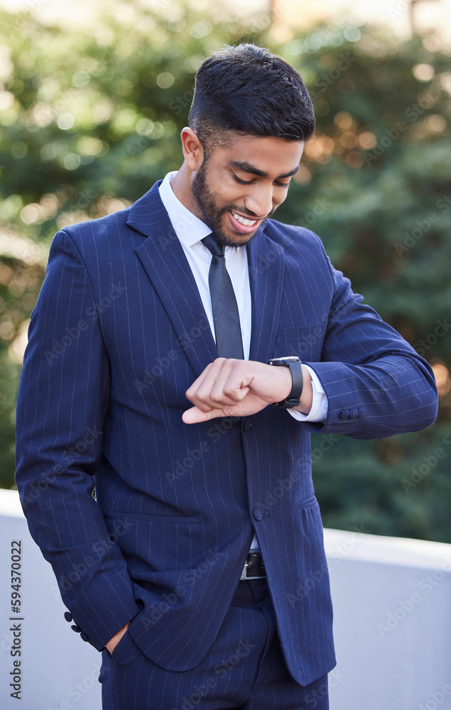 Poster you only have to do a few things right in your life. a young businessman checking the time in the ci