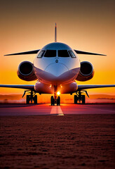 Fototapeta na wymiar Business jet airplane on runway ready for take off