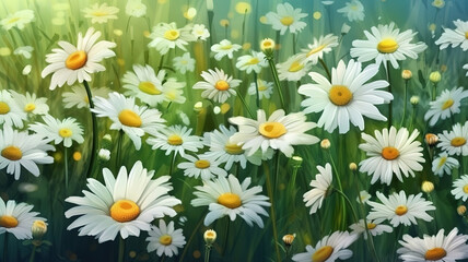 Field of daisies background. Generative Ai
