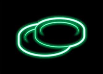 coin icon neon glowing effect green on black 