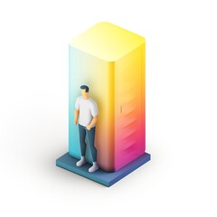 3d person with a server box
