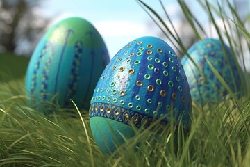 easter eggs in grass