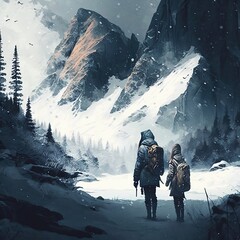 Walking through the snowy mountains, Generative AI