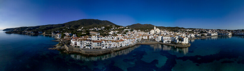 Fototapeta na wymiar Aerial view of the fishing village of Cadaques, on the Costa Brava