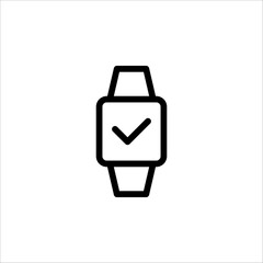 Smart watch simple black line web icon vector illustration on white background