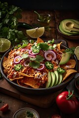 Fototapeta na wymiar mexican chilaquiles, created with ai generative