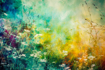 Obraz na płótnie Canvas An abstract illustration of a summer field. Created with Generative AI.