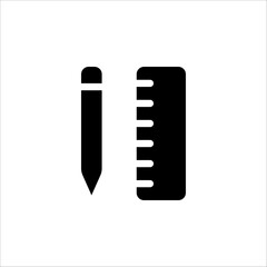 pencil and ruller icon. pencil and ruller symbol template for graphic and web design collection logo vector illustration on white background
