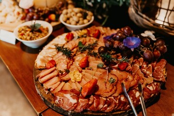 Serving platter filled with an assortment of snacks during the ceremony