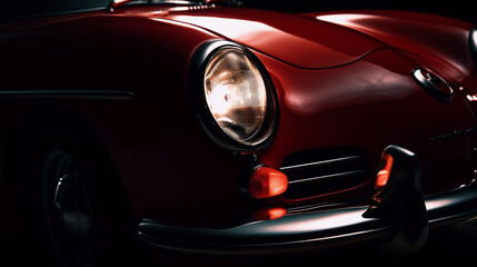 Obraz na płótnie Canvas closeup of headlights on a vintage sport car wallpaper Ai Generative 