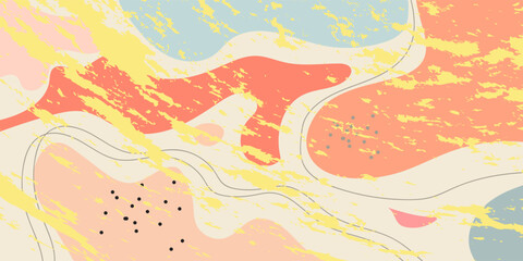 abstract. Hand drawn various doodle shapes and objects. contemporary modern trendy vector. Each background is isolated. Pastel colors