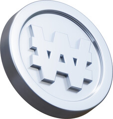 Silver won coin 3d render illustration	