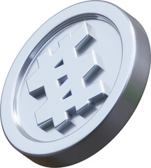 Silver won coin 3d render illustration	