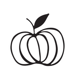 Apple. Doodle apple fruit isolated on white background. Abstract image of a fruit. Vector illustration