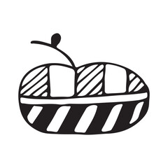 Apple. Doodle apple fruit isolated on white background. Abstract image of a fruit. Vector illustration