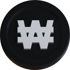 Won coin 3d render illustration