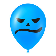 Fototapeta na wymiar Halloween blue balloon illustration with scary and funny face