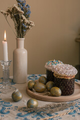Orthodox easter cakes and eggs