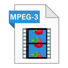 Modern flat design of MPEG-3 file icon for web