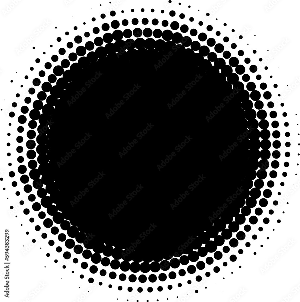 Wall mural halftone dotted circle spot. isolated vector round design element