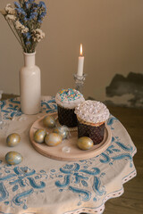 Orthodox easter cakes and eggs