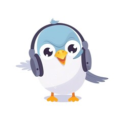 Birds wearing headphones