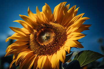 Bright Yellow Sunflower Macro, Summer Blossom, Sunny Day Floral Beauty