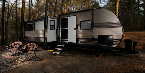 Camper trailer at a North Carolina campsite