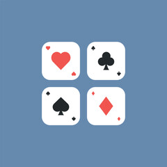 Vector illustration of card game icon, casino, poker, card buttons, playing cards.
