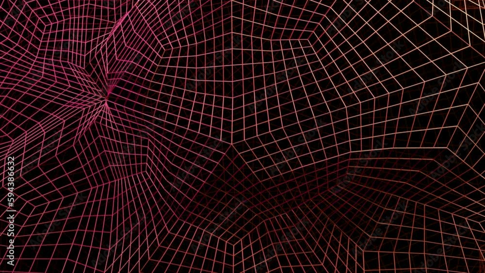 Poster abstract colorful bending grid on a black background. design. technology concept grid of narrow line
