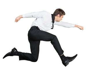 Businessman jumping isolated on white