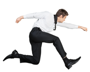 Businessman jumping isolated on white