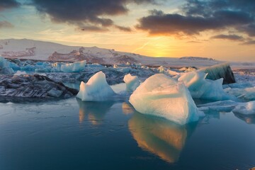 Icebergs at the Glacier Lagoon Jökulsarlon, Iceland