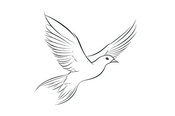 Bird symbol of peace and freedom in simple linear style.