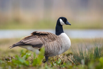 Canadian goose Branta canadensis in a meadow