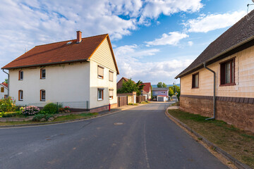 Fototapeta na wymiar Wollersleben, Thuringen, Germany, old village street view.