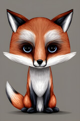 Funny illustration of a fox, generative ai	
