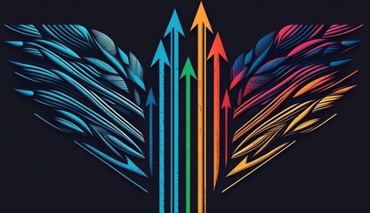 abstract arrow background, color image on black background