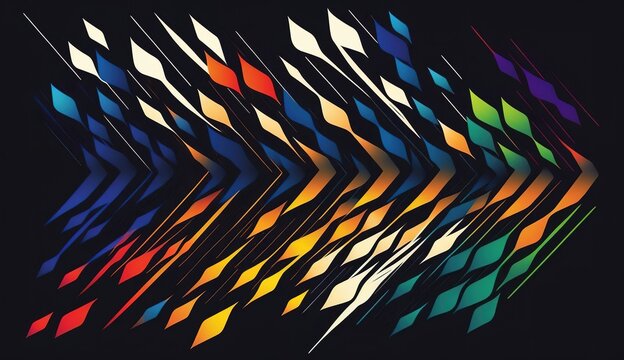 abstract arrow background, color image on black background