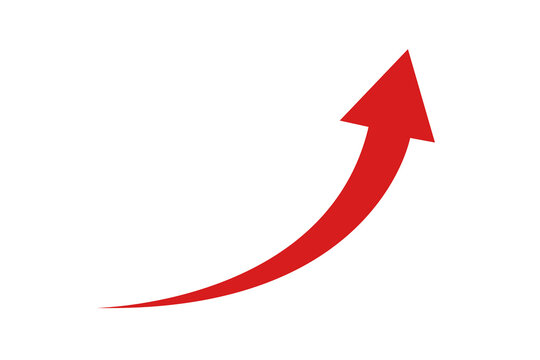 Red curved graph with arrow png file type	