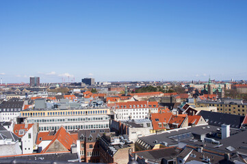 Fototapeta premium Aerial cityscape of the skyline of the center of Copenhagen in Denmark