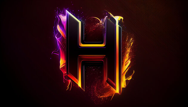 Beautiful abstract futuristic letter H logo Ai generated image