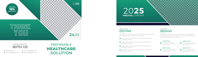 Hospital Healthcare Medicine Science Bifold 4 Page Brochure Flyer Cover Template for Doctor Promotion