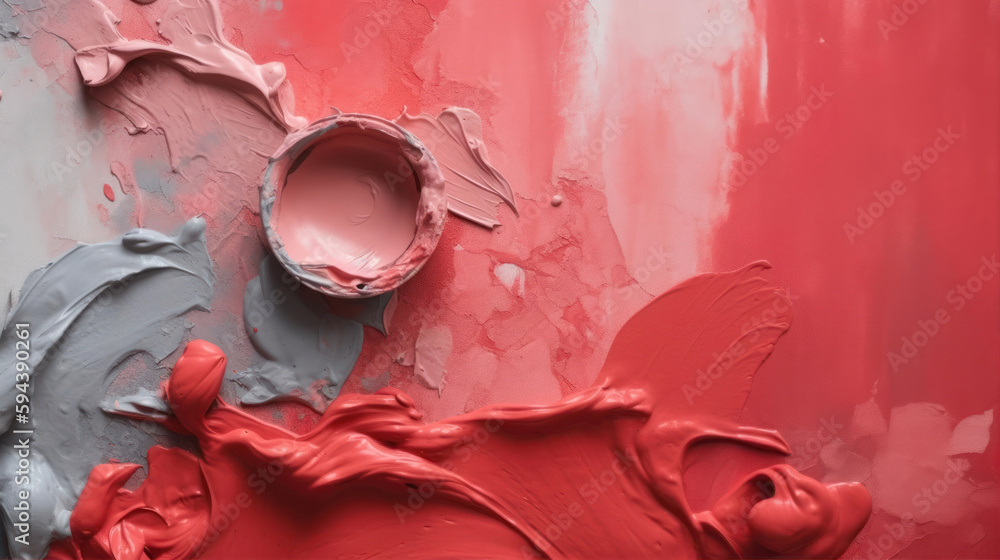 Poster abstract red color and cement color paint with pastel background generative ai