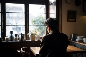 A portrait of man sitting at cafe