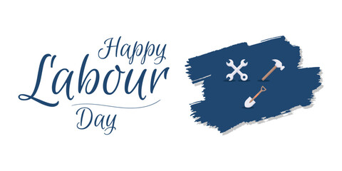 Happy labour day, labour gears in the brush stroke, Happy workers day vector illustration design