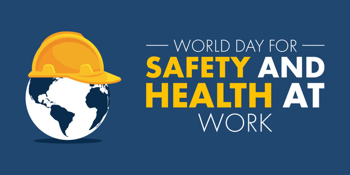 Globe Wearing A Safety Helmet, A Concept For World Day For Safety And Health At Work Vector Illustration Design