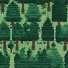 Pixel art forest trees