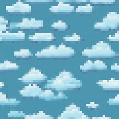 Fototapeta premium Pixel art clouds
